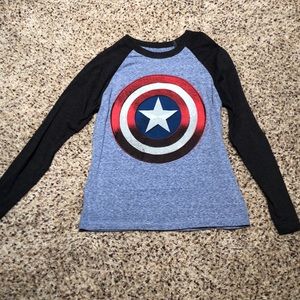 boys small long sleeve captain america t-shirt